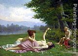 Vittorio Reggianini Canvas Paintings - Tempting Cupid